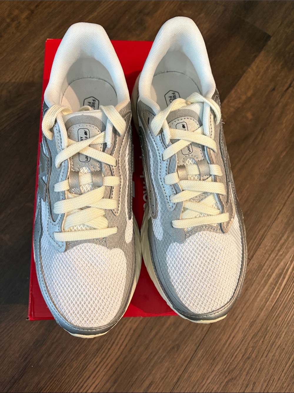New Balance  White & Gray Mesh Sneakers